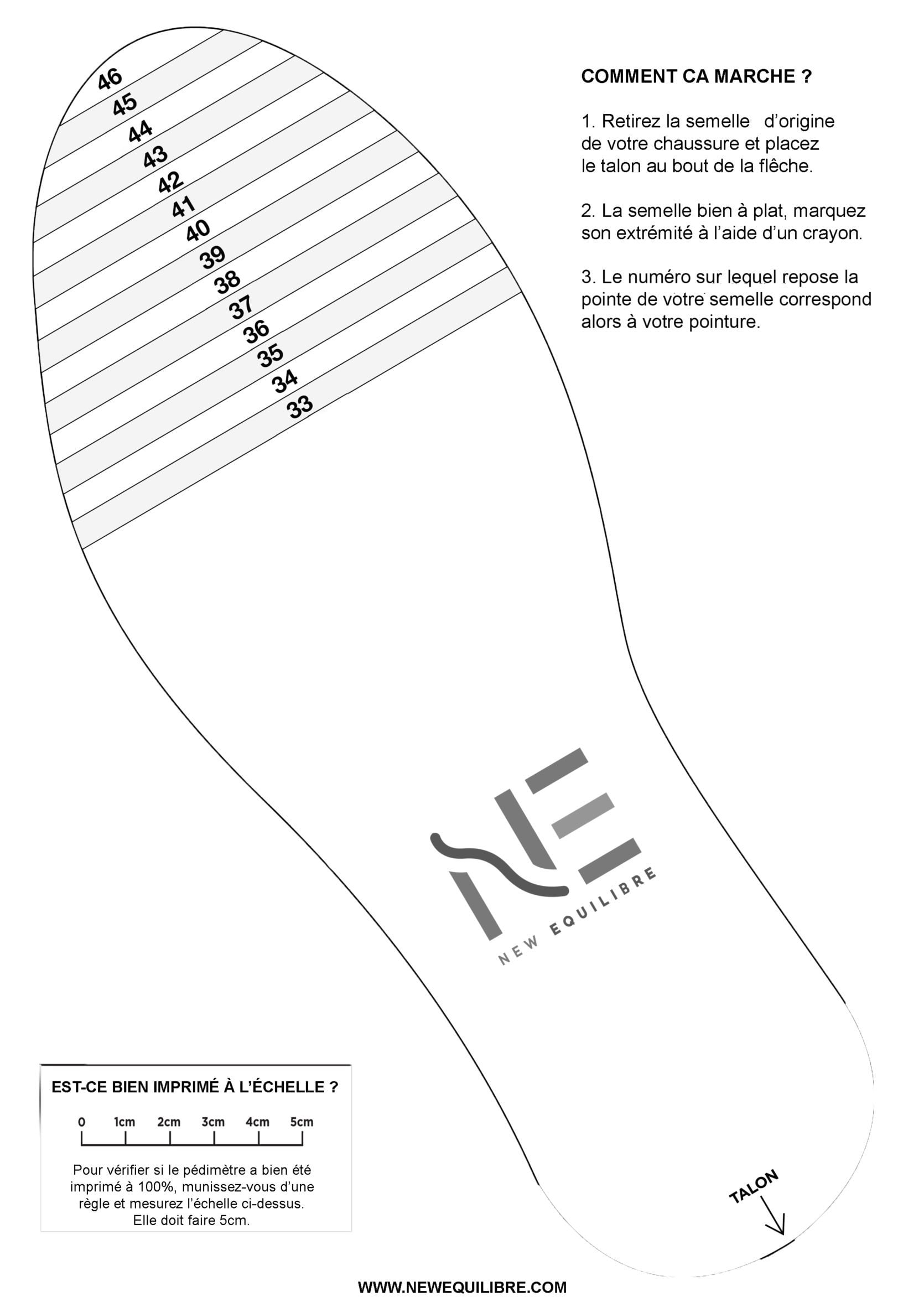 Guide Des Tailles Semelles Pour Chaussures New Equilibre