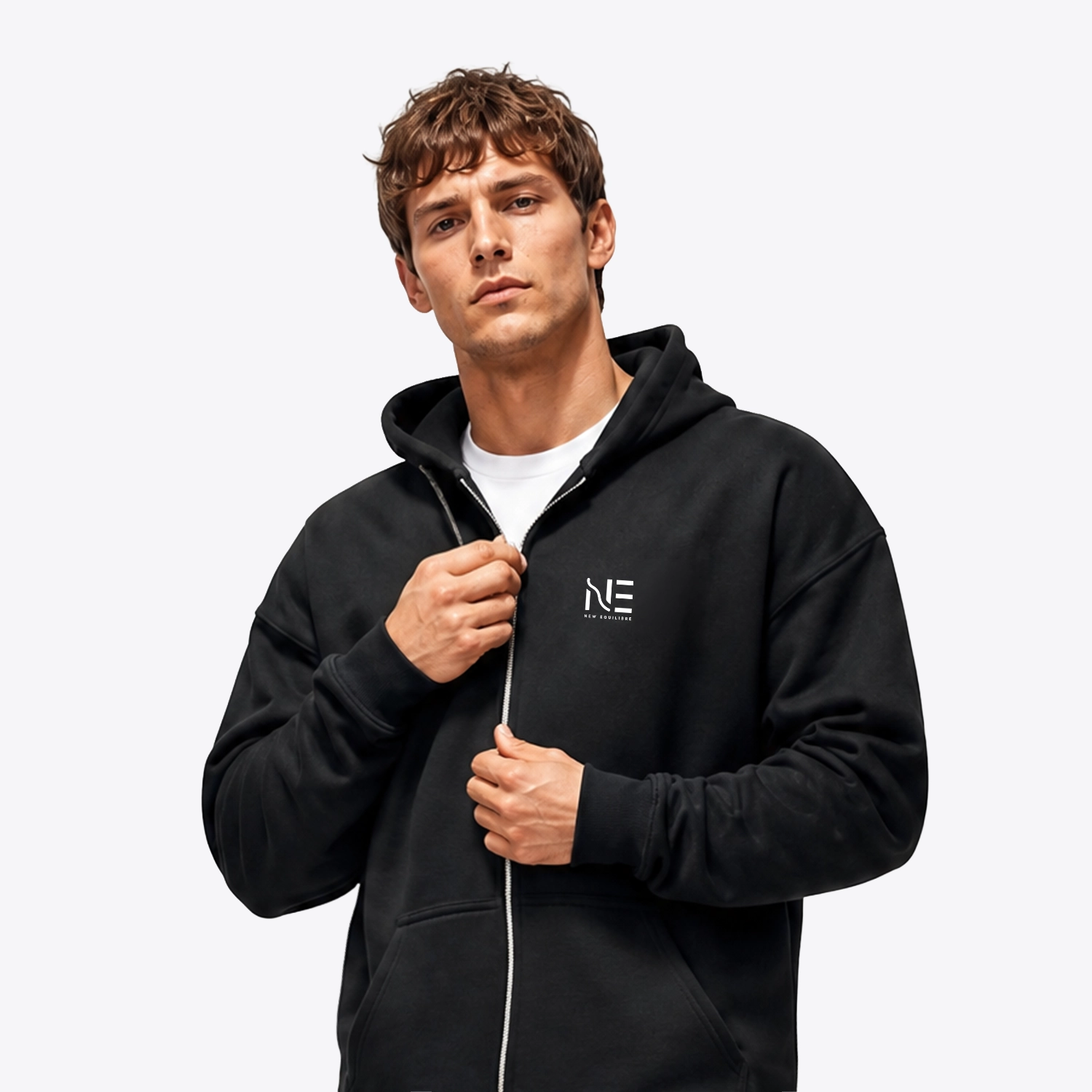 Veste à capuche zippée noir NE CORE Mixte New Equilibre